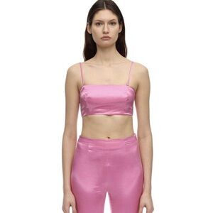 NWT! STAUD “Alessi” Satin Cropped Top In Wild Orchid Size 0